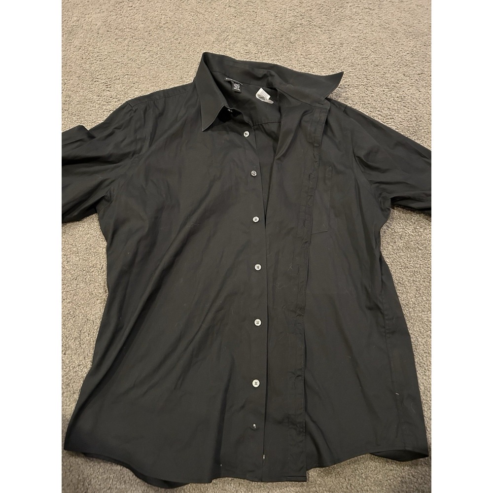 Men's Club‎ Monaco Dress Shirt Black Solid Mens Size XL